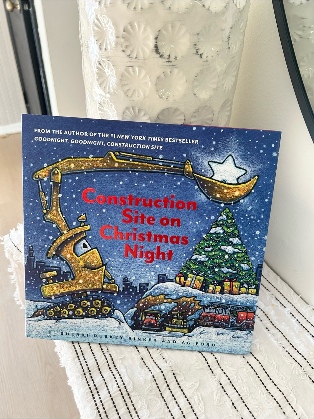 Construction Site on Christmas Night Kids Hardcover Book Holiday Trucks Story
